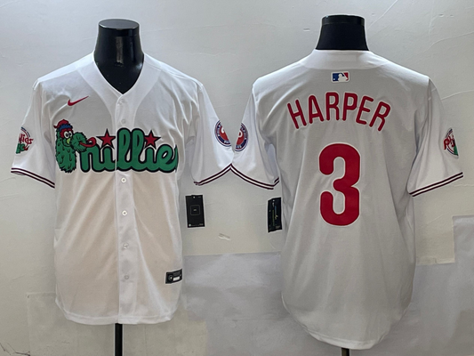 Men's Philadelphia Phillies Bryce Harper #3 White Game jersey