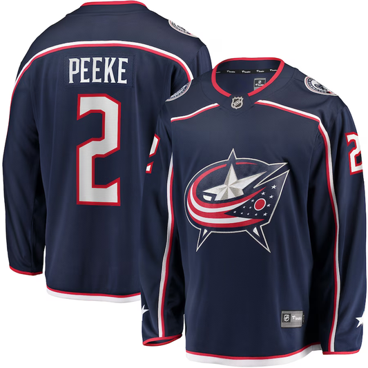Men's Columbus Blue Jackets Andrew Peeke #2 Navy Home Breakaway Player jersey