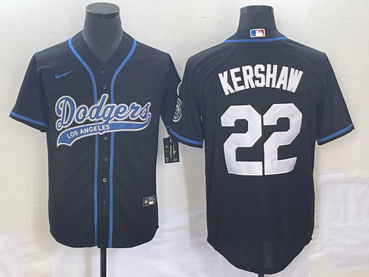Men's Los Angeles Dodgers Clayton Kershaw #22 Black Player jersey Joint Edition