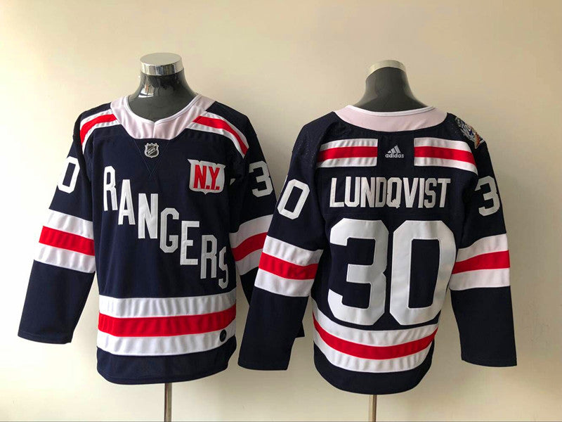 Men's New York Rangers Henrik Lundqvist #30 Navy Player Game jersey