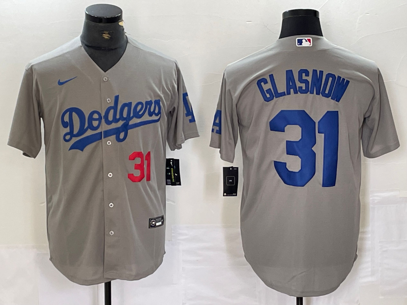 Men's Los Angeles Dodgers Tyler Glasnow #31 Gray Replica Game jersey