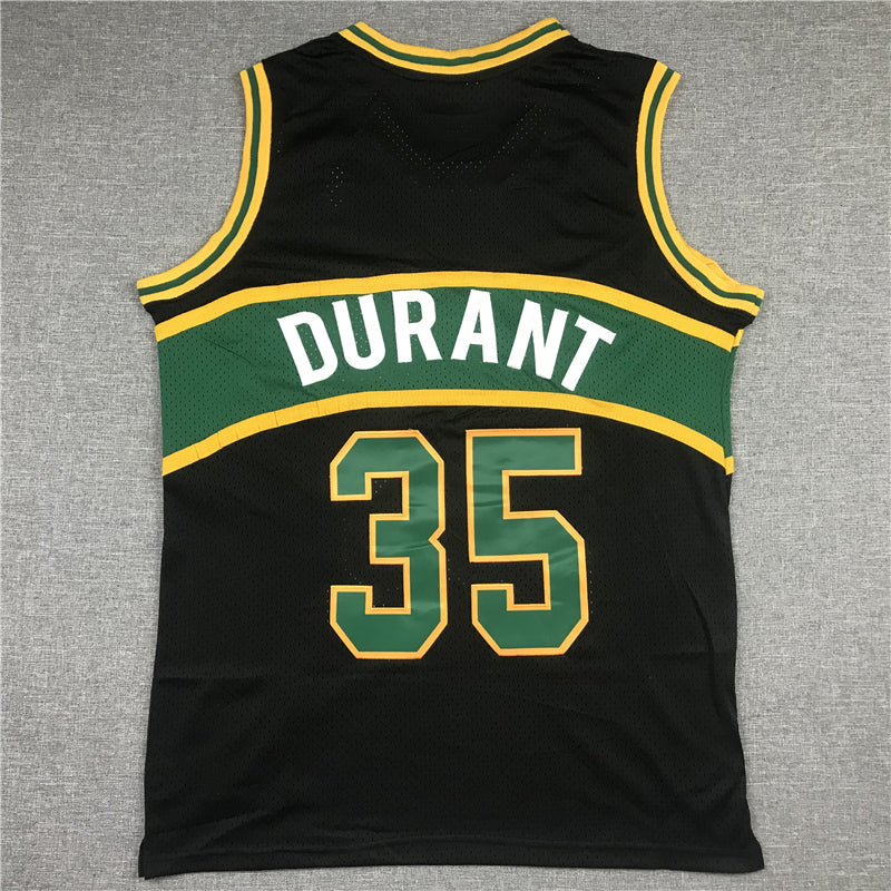 Men's Seattle Supersonics Kevin Durant #35 Black Throwback Swingman Jersey