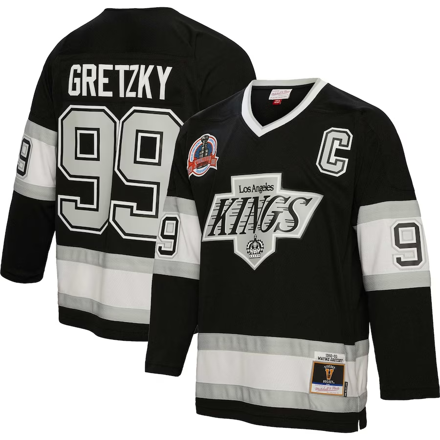 Men's Los Angeles Kings Wayne Gretzky Mitchell #99 Ness Black Big & Tall 1992/93 Blue Line Player jersey