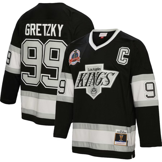 Men's Los Angeles Kings Wayne Gretzky Mitchell #99 Ness Black Big & Tall 1992/93 Blue Line Player jersey