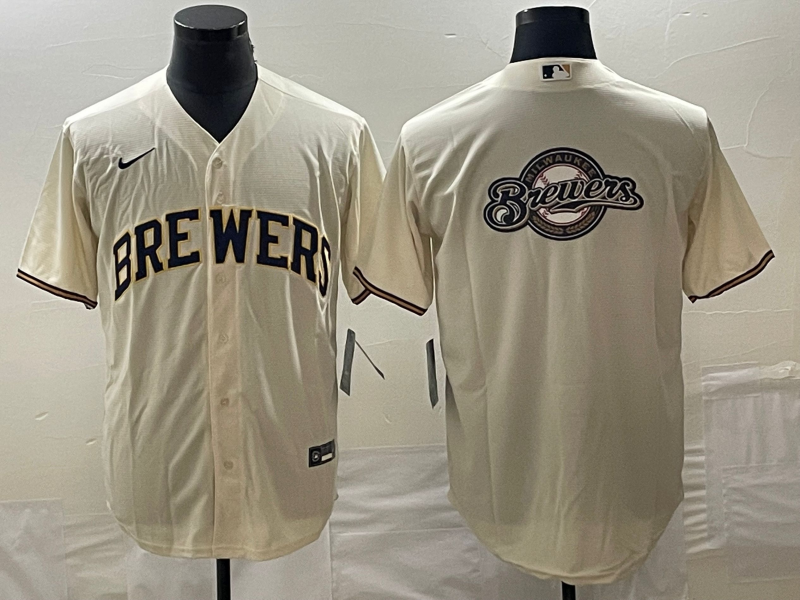 Men's Milwaukee Brewers Cream Home Replica Team jersey