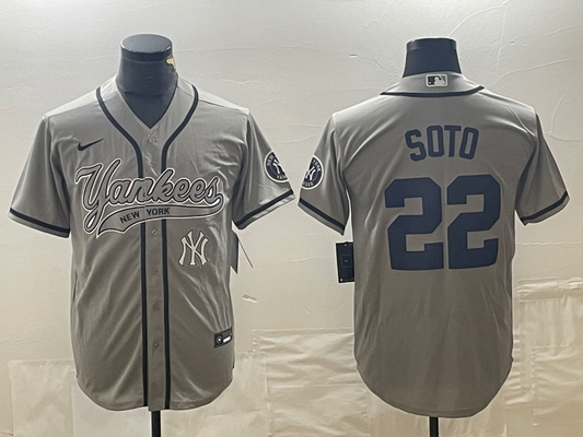 Men's New York Yankees Juan Soto #22 Gray Player jersey Joint Edition