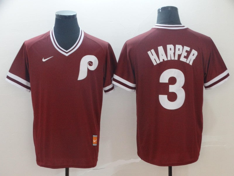 Men's Philadelphia Phillies Bryce Harper #3 Red Replica Player jersey