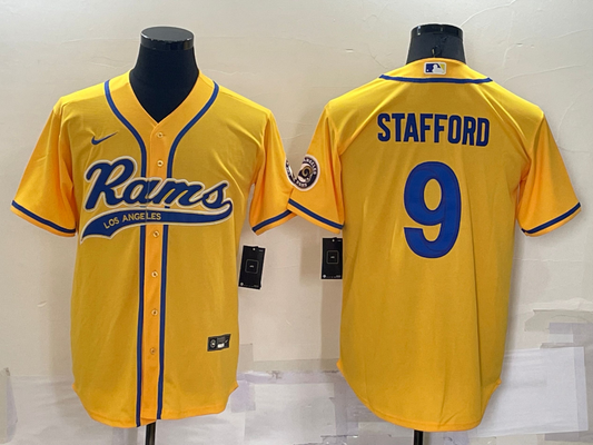 Men's Los Angeles Rams Matthew Stafford #9 Yellow Game jersey Joint Edition
