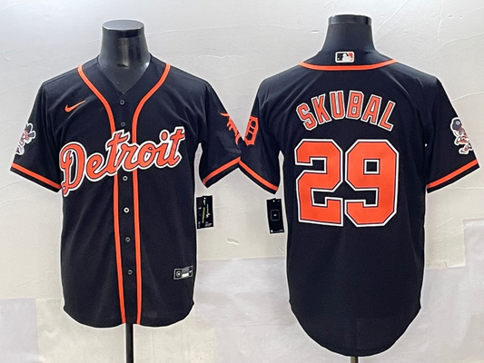 Men's Detroit Tigers Tarik Skubal #29 Black Limited Player Jersey