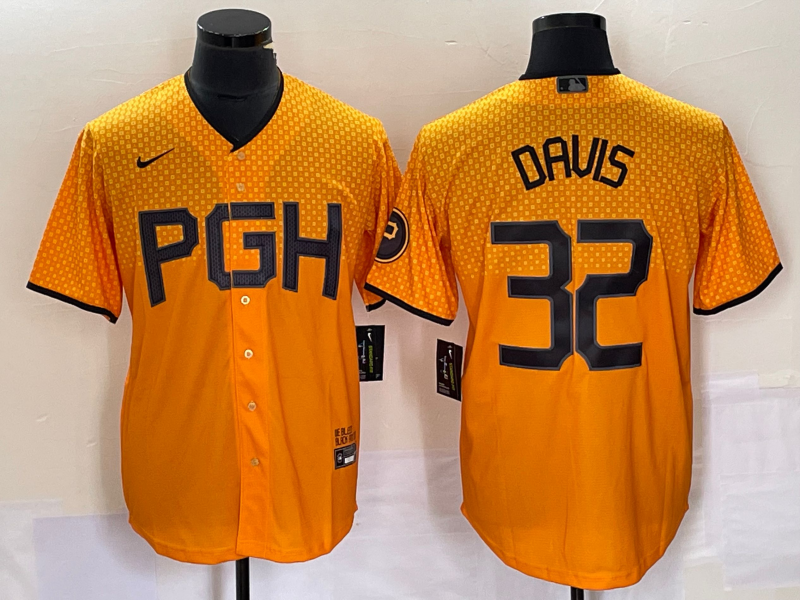 Men's Pittsburgh Pirates Henry Davis #32 Gold 2023 City Connect Replica Player jersey