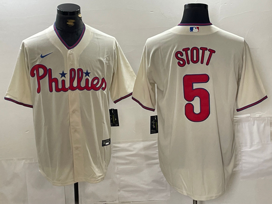 Men's Philadelphia Phillies Bryson Stott #5 Cream Replica Player jersey