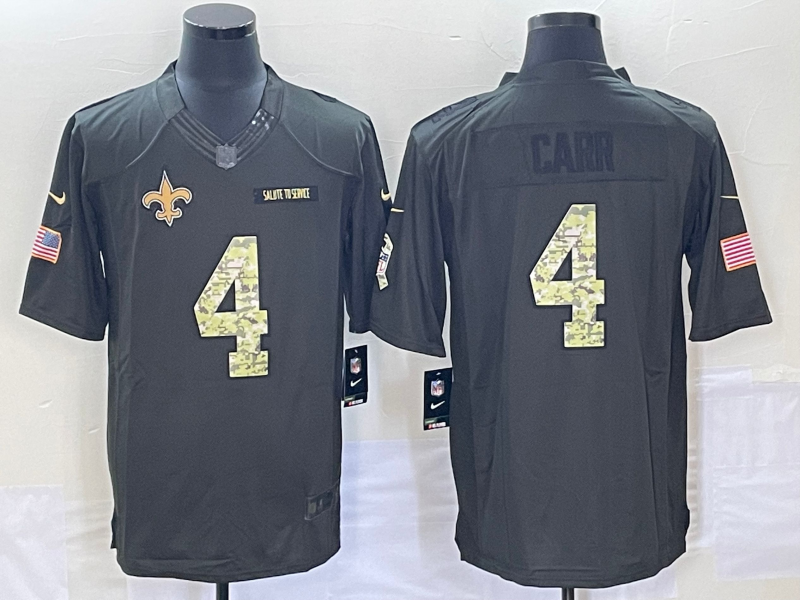 Men's New Orleans Saints #4 Derek Carr Black Player jersey