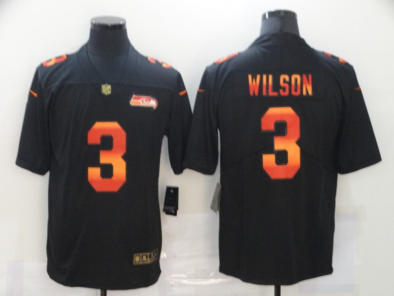 Men's Seattle Seahawks #3 Russell Wilson Black Player Game jersey