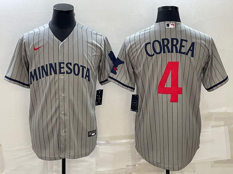 Men's Minnesota Twins Carlos Correa #4 Gray Alternate Replica Player jersey