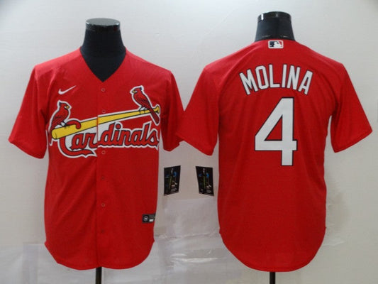 Men's St. Louis Cardinals Yadier Molina Majestic Cream Alternate jersey RED