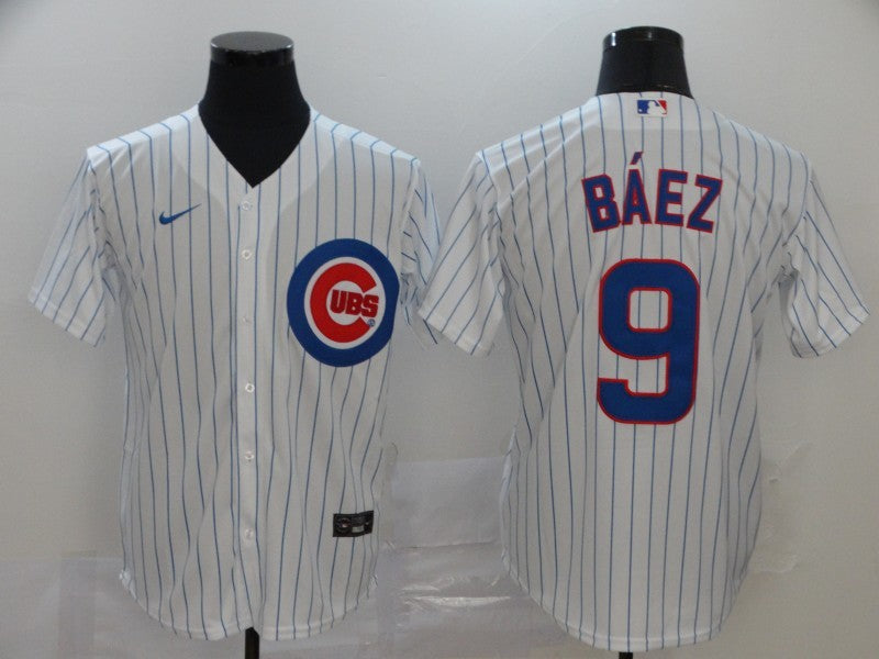 Men's Chicago Cubs Javier Baez #9 White Replica Baseball jersey