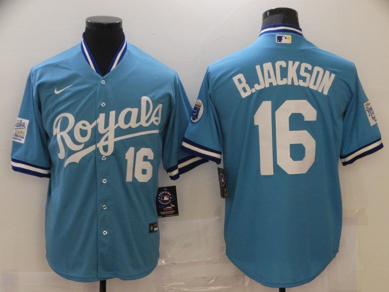 Men's Kansas City Royals Bo Jackson #16 Blue Fashion Stitched jersey