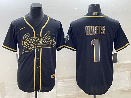 Men's Philadelphia Eagles Jalen Hurts #1 Black Player jersey Joint Edition