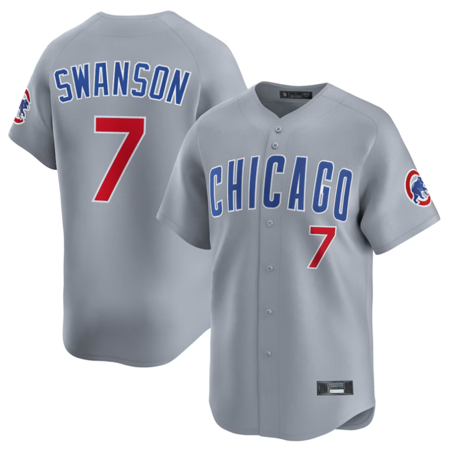 #7 Dansby Swanson Player C.Cubs Gray Road Limited Game Baseball Jerseys