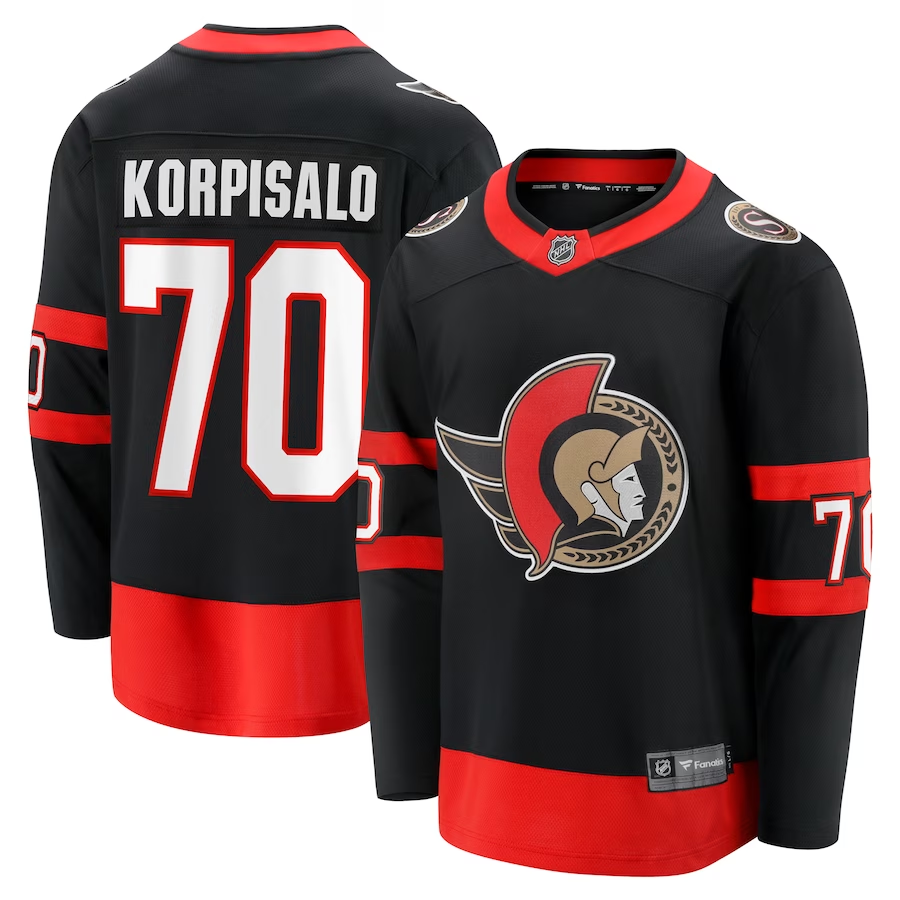 Men's Ottawa Senators Joonas Korpisalo #70 Black Player jersey