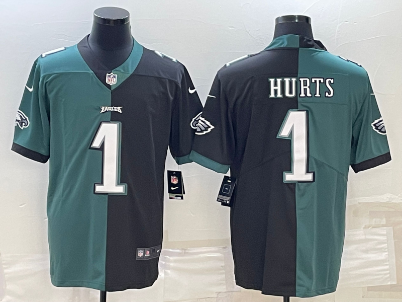 Men's Philadelphia Eagles Jalen Hurts #1 Midnight Green/Black Game jersey