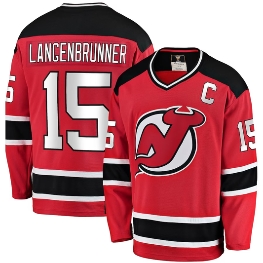 Men's New jersey Devils Jamie Langenbrunner #15 Red Player Game jersey