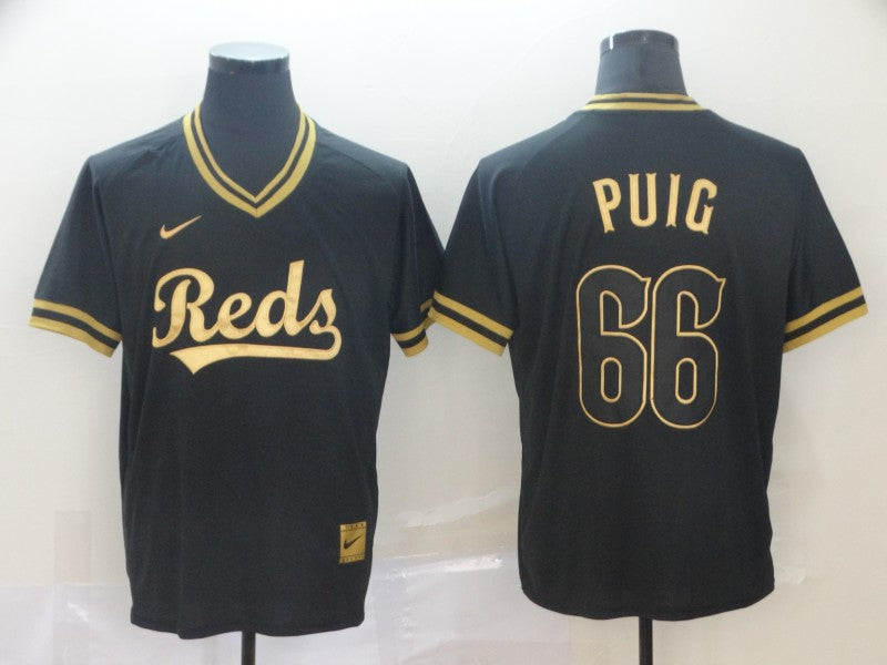 Men's Cincinnati Reds Yasiel Puig #66 Black Replica Baseball jersey