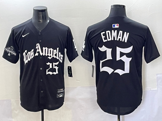 Men's Los Angeles Dodgers Tommy Edman #25 Black Limited Player Jersey