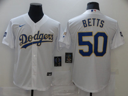 Men's Los Angeles Dodgers Mookie Betts #50 White Stitched jersey