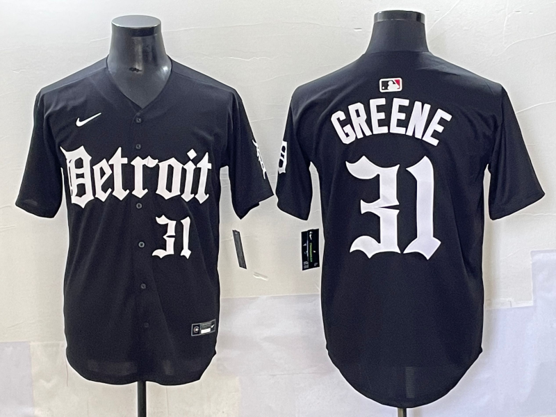 Men's Detroit Tigers Riley Greene #31 Black Player Jersey