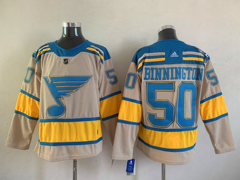 Men's St. Louis Blues Jordan Binnington #50 Cream Breakaway Player jersey