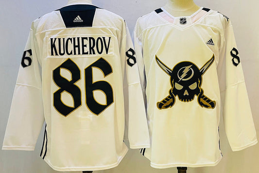 Men's Tampa Bay Lightning Nikita Kucherov #86 White Game jersey