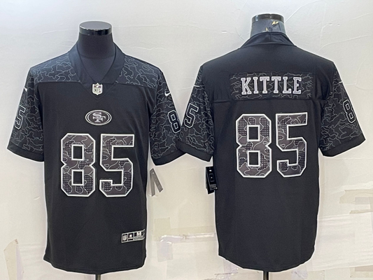 Men's San Francisco 49ers George Kittle #85 Black Retired Player RFLCTV Limited jersey