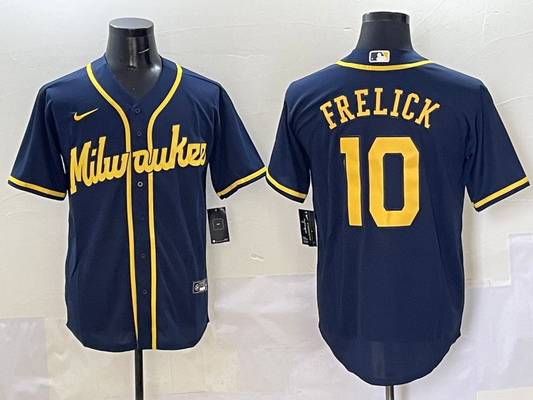Men's Milwaukee Brewers Sal Frelick #10 Navy Alternate Limited Player jersey