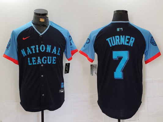 Men's National League Trea Turner #7 Navy 2024 MLB All-Star Game Limited Player jersey
