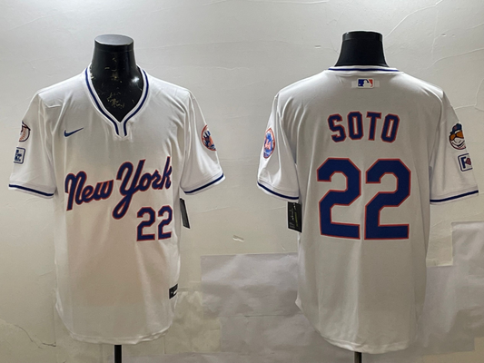 Men's New York Mets Juan Soto #22 White Replica Player jersey