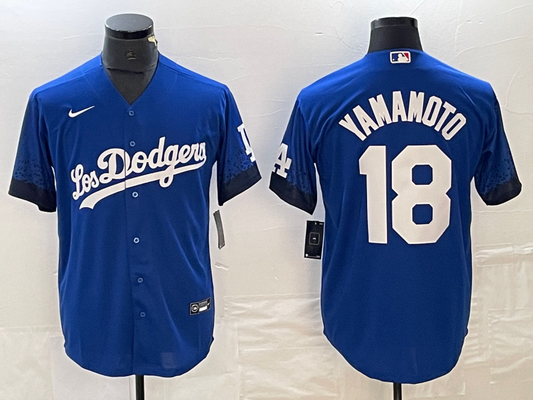 Men's Los Angeles Dodgers Yoshinobu Yamamoto #18 Royal City Connect Replica Player jersey