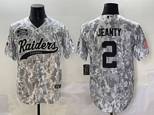 Men's Las Vegas Raiders Ashton Jeanty #2 Arctic Camo 2024 Salute to Service Retired Player Limited Jersey
