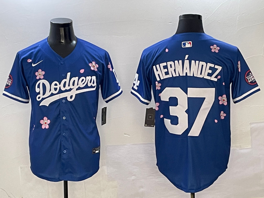 Men's Los Angeles Dodgers Teoscar Hernandez #37 Royal Player Game jersey