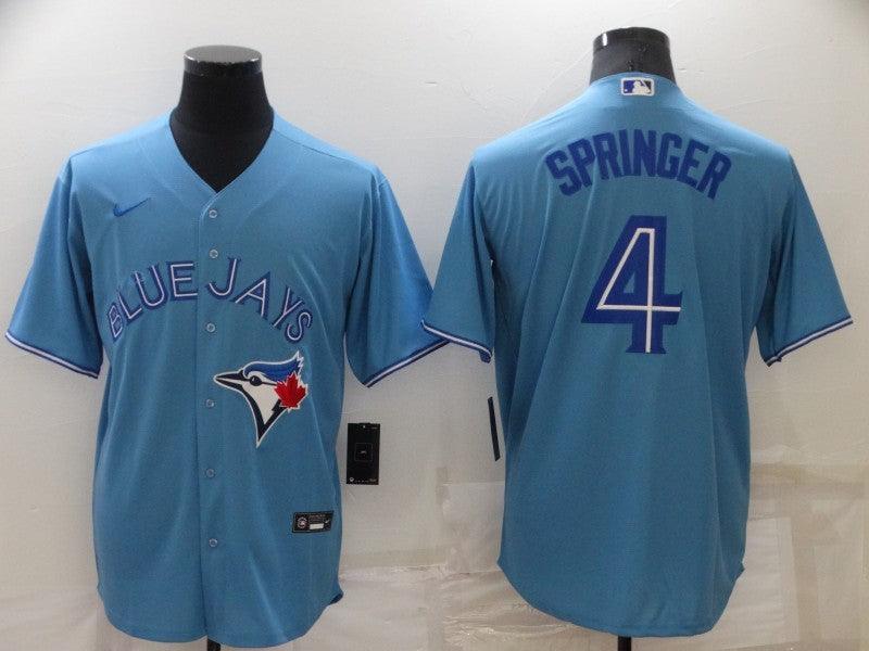 Men's Toronto Blue Jays George Springer #4 Light Blue Replica Baseball jersey