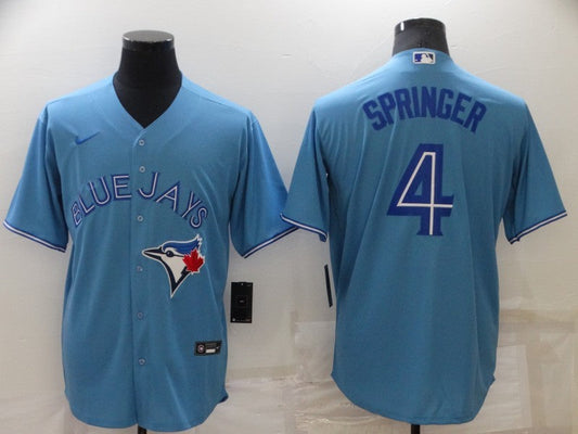 Men's Toronto Blue Jays George Springer #4 Light Blue Replica Baseball jersey