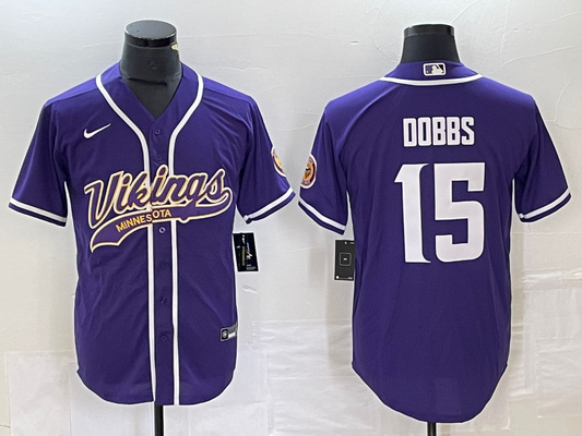 Men's Minnesota Vikings Joshua Dobbs #15 Purple Game jersey Joint Edition