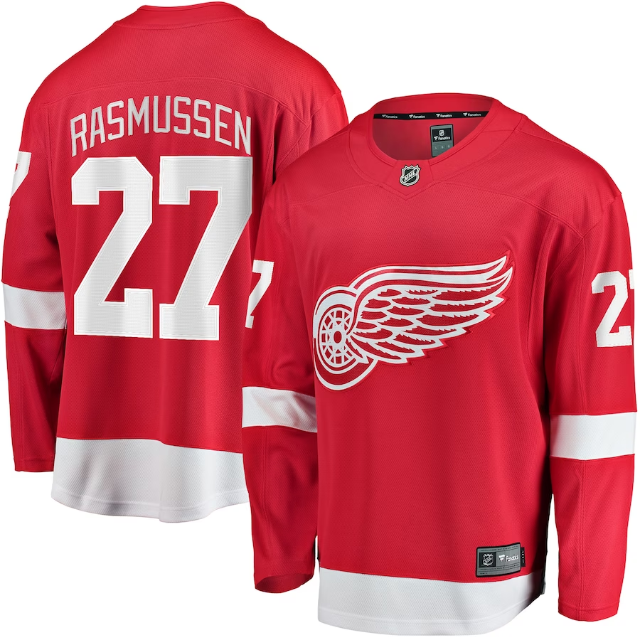 Men's Detroit Red Wings Michael Rasmussen #27 Red Home Breakaway Player jersey