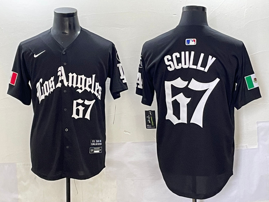 Men's Los Angeles Dodgers Vince Scully #67 Black Limited Player Jersey