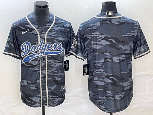 Men's Los Angeles Dodgers Grey Camouflage Blank jersey Joint Edition