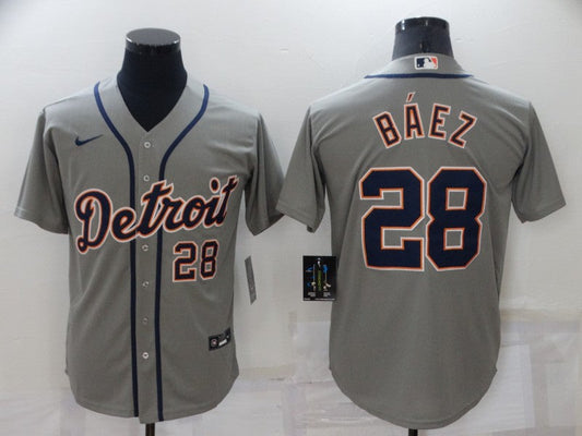 Men's Detroit Tigers Javier Baez #28 Gray Replica Baseball jersey