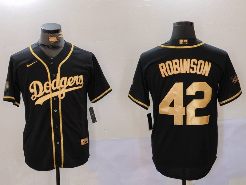 Men's Los Angeles Dodgers Jackie Robinson #42 Black Replica Player jersey