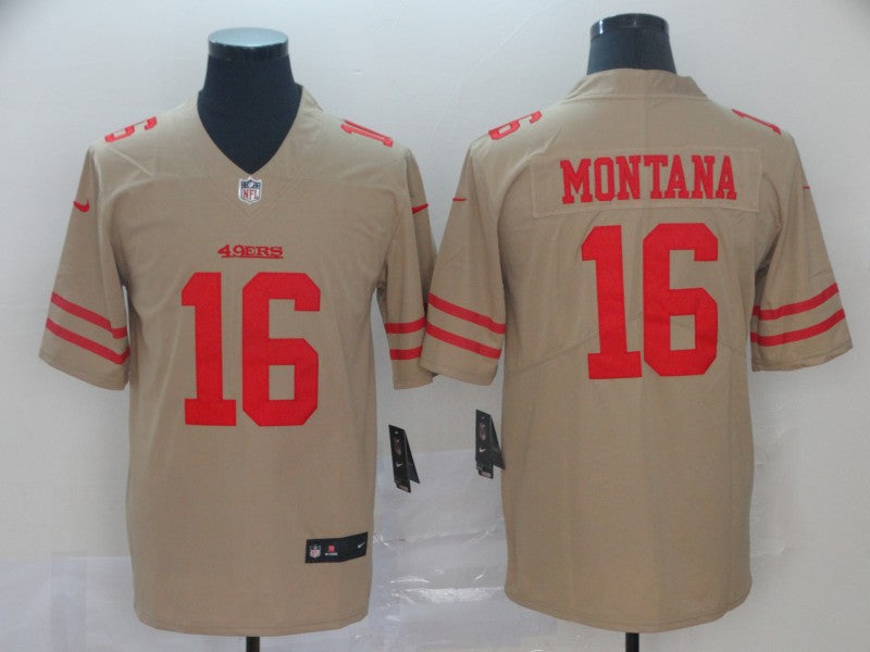 Men's San Francisco 49ers Joe Montana #16 Gold Inverted Legend jersey