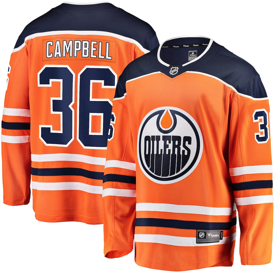 Men's Edmonton Oilers Jack Campbell #36 Orange Home Breakaway Player jersey