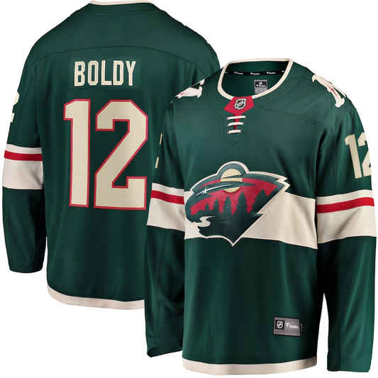 Men's Minnesota Wild Matthew Boldy #12 Green Home Breakaway Player jersey